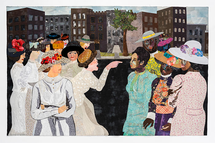 Fabric art celebrates Ida B Wells, by artist Alice Beasley